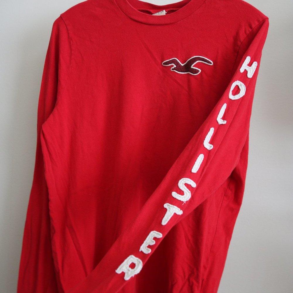 Mens Hollister Red Long Sleeve Shirt
